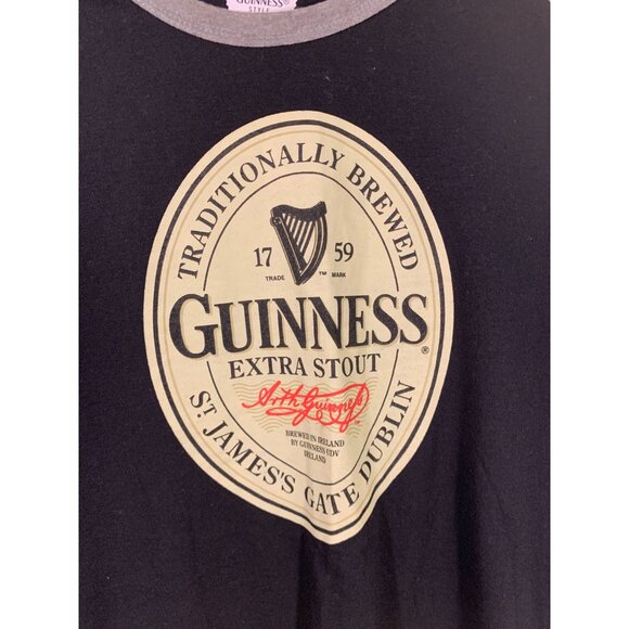 Guinness Extra Stout Long Sleeve Raglan Tee 2X Black/Gray - Picture 3 of 7